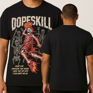 Men’s “DOPESKILL” Skeleton Basketball Graphic T-Shirt - Size M